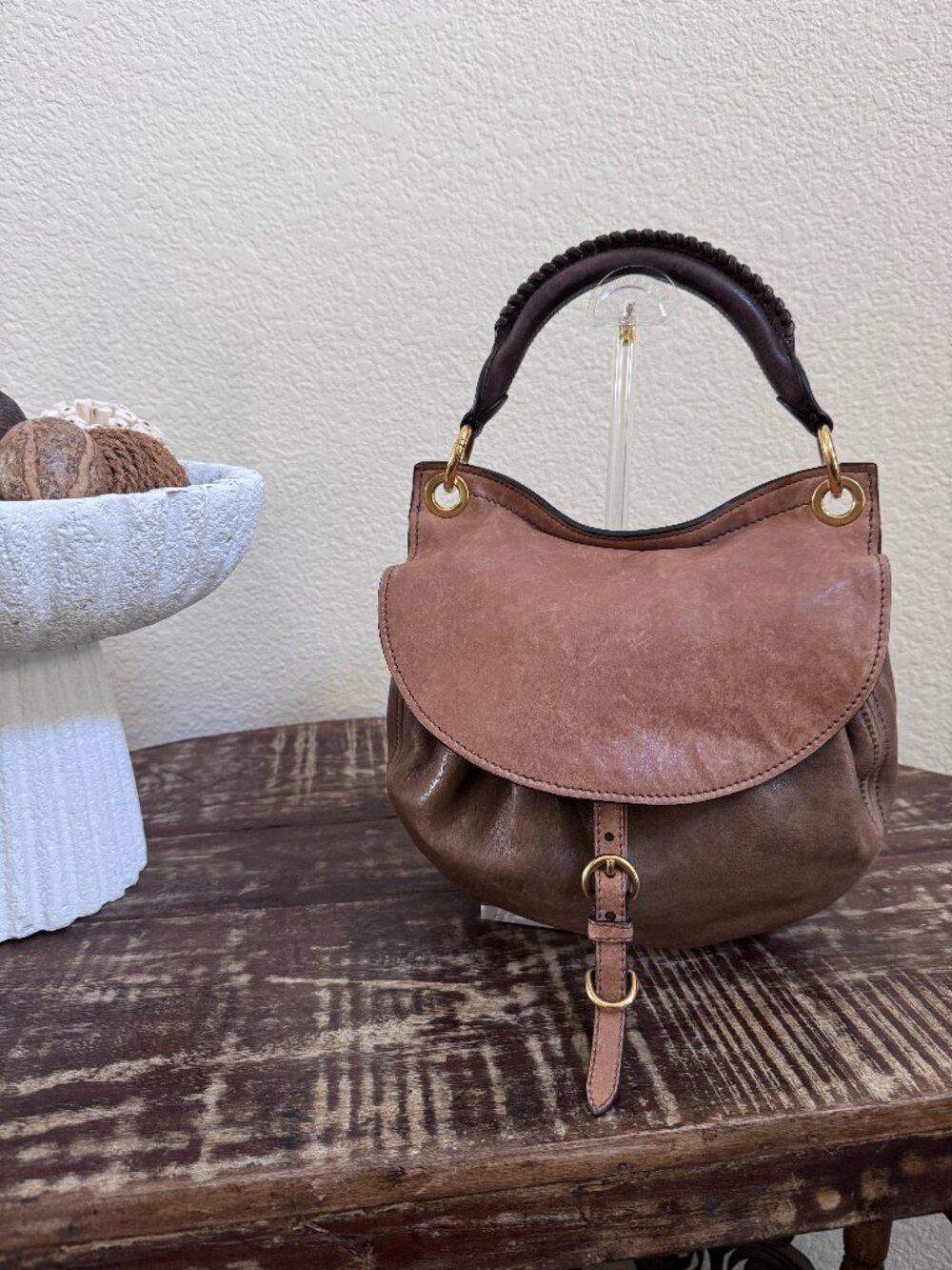 Miu Miu Brown Leather Hobo Shoulder Bag Authentic + COA